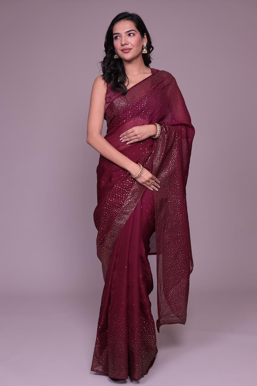 Embellished Organza Saree with Foil work