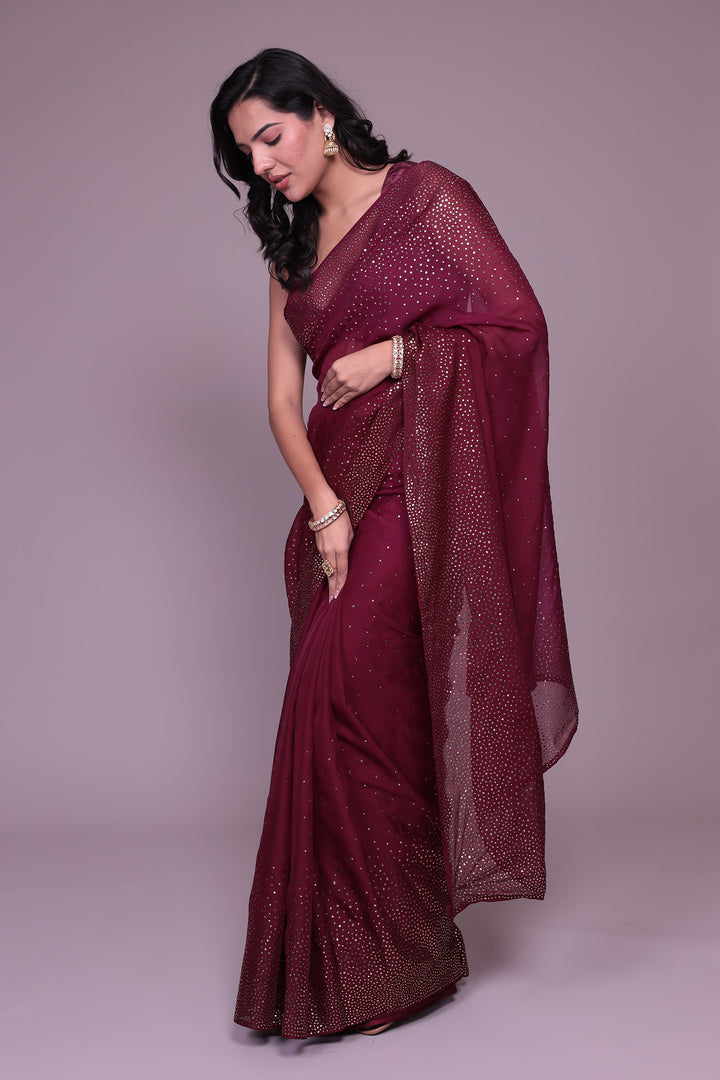 Embellished Organza Saree with Foil work