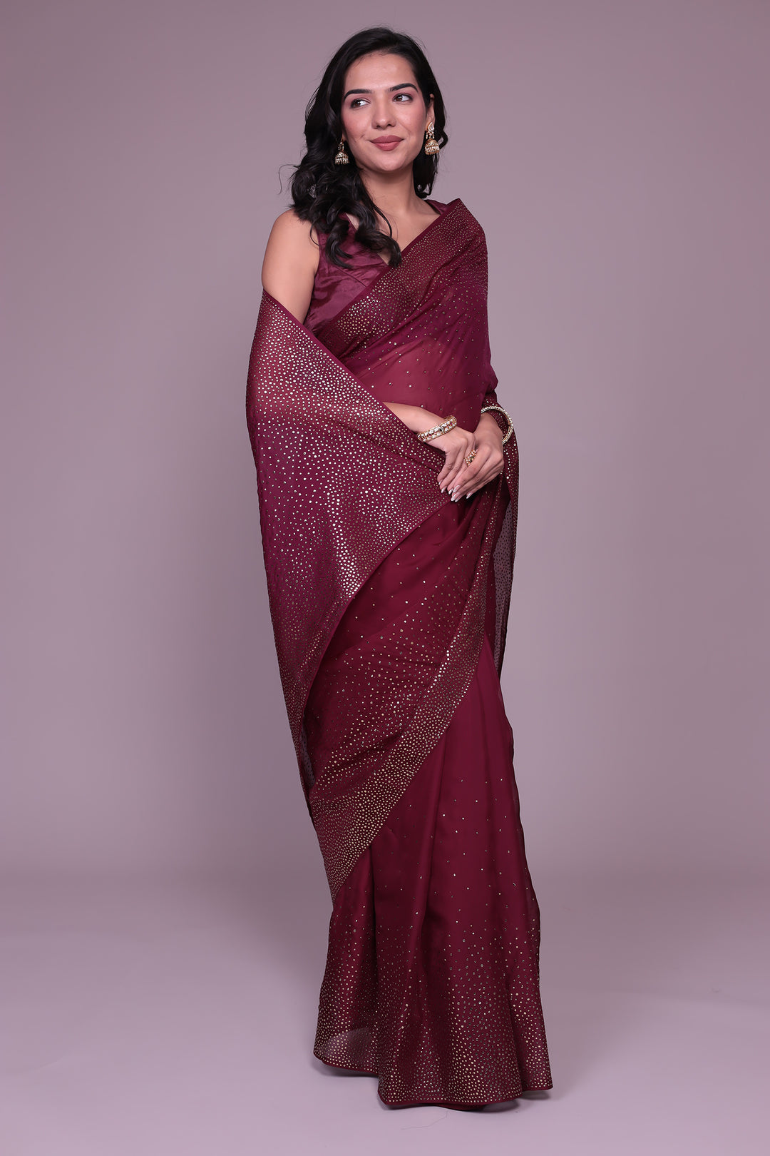 Embellished Organza Saree with Foil work