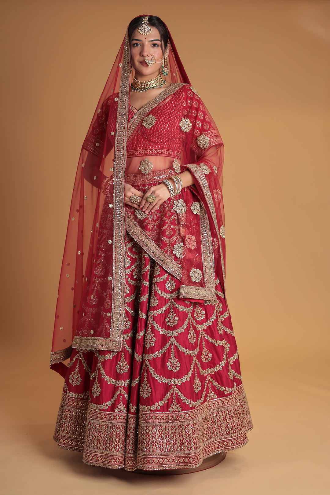 Silk Lehenga with Sequins and Embroidered work