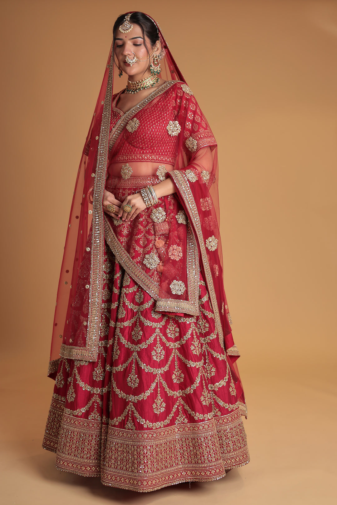 Silk Lehenga with Sequins and Embroidered work