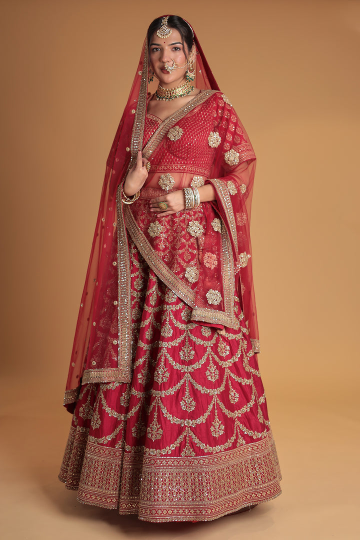 Silk Lehenga with Sequins and Embroidered work