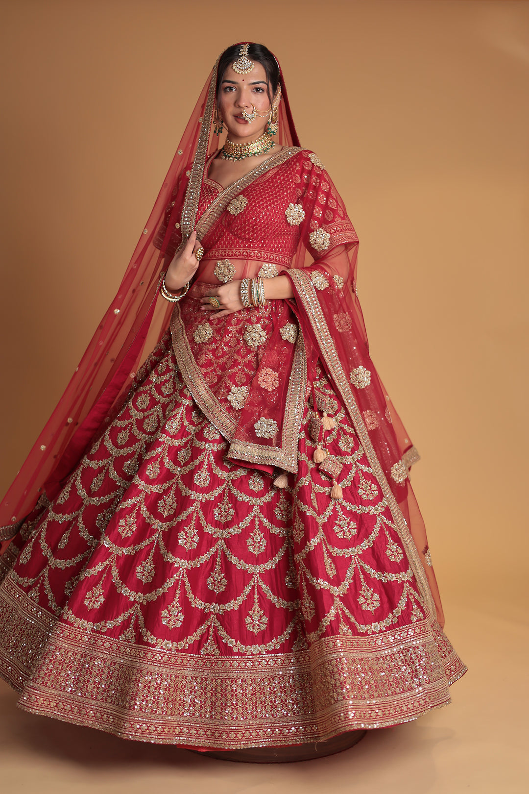 Silk Lehenga with Sequins and Embroidered work