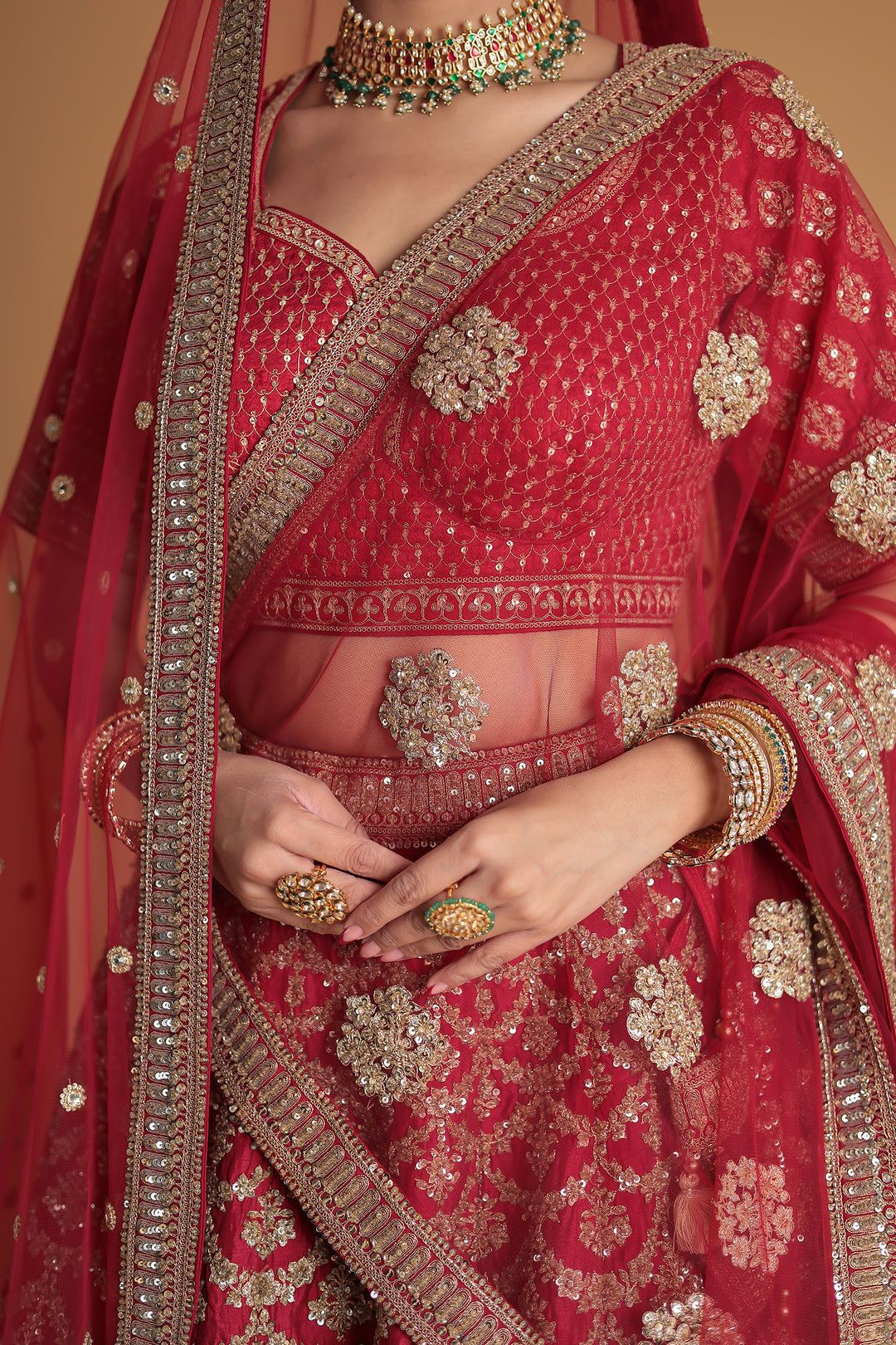 Silk Lehenga with Sequins and Embroidered work