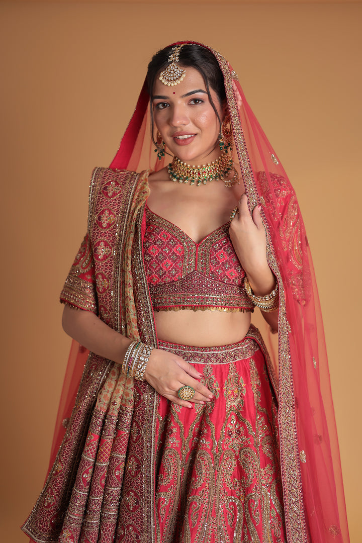 Silk Lehenga with Embroidered with intricate detailing