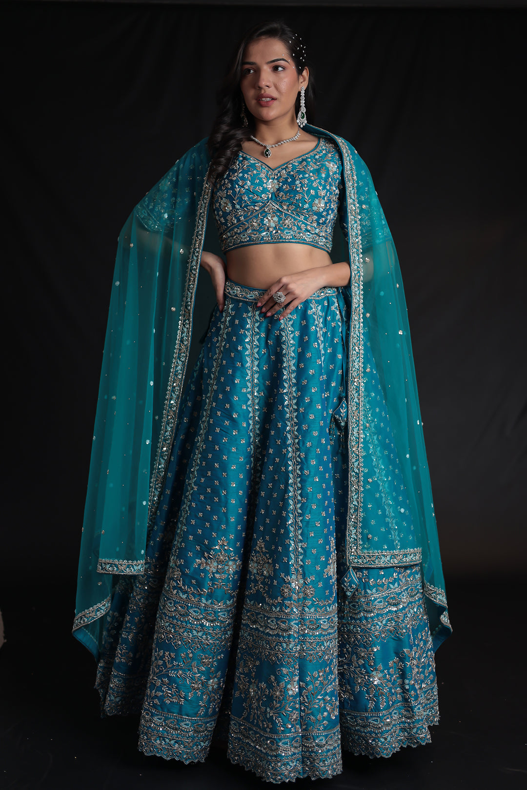 Silk Lehenga with Zardozi and Embroidered work