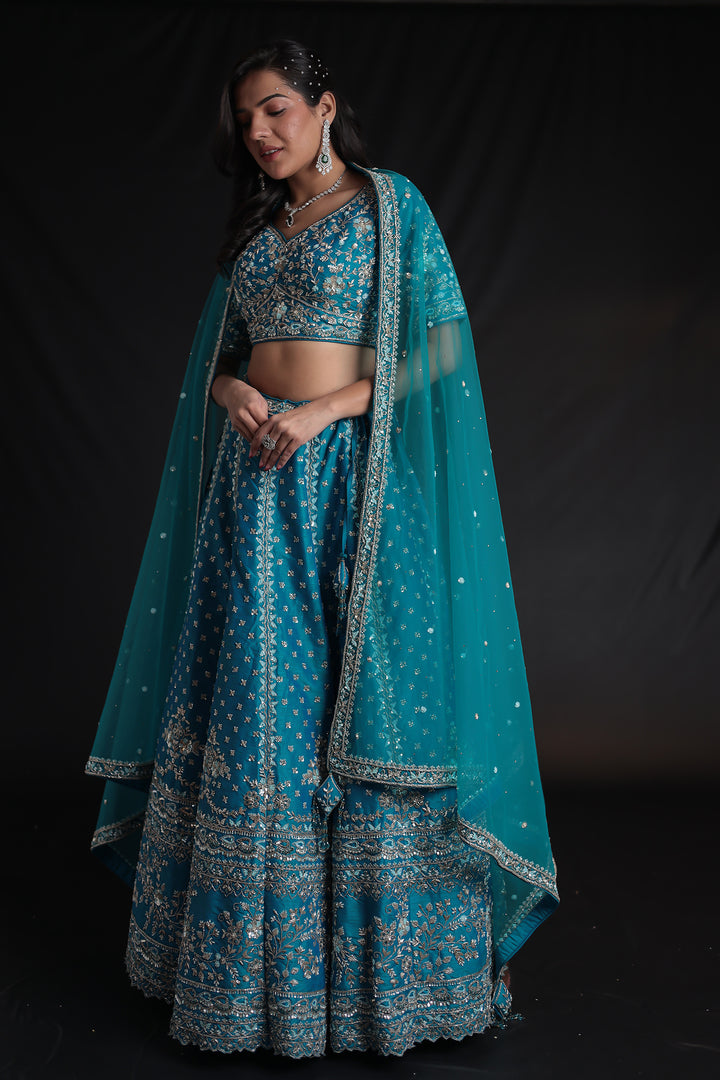 Silk Lehenga with Zardozi and Embroidered work