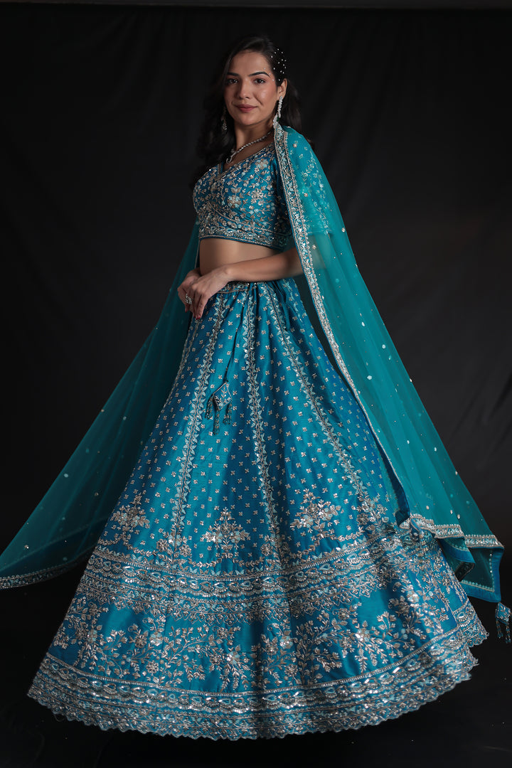 Silk Lehenga with Zardozi and Embroidered work