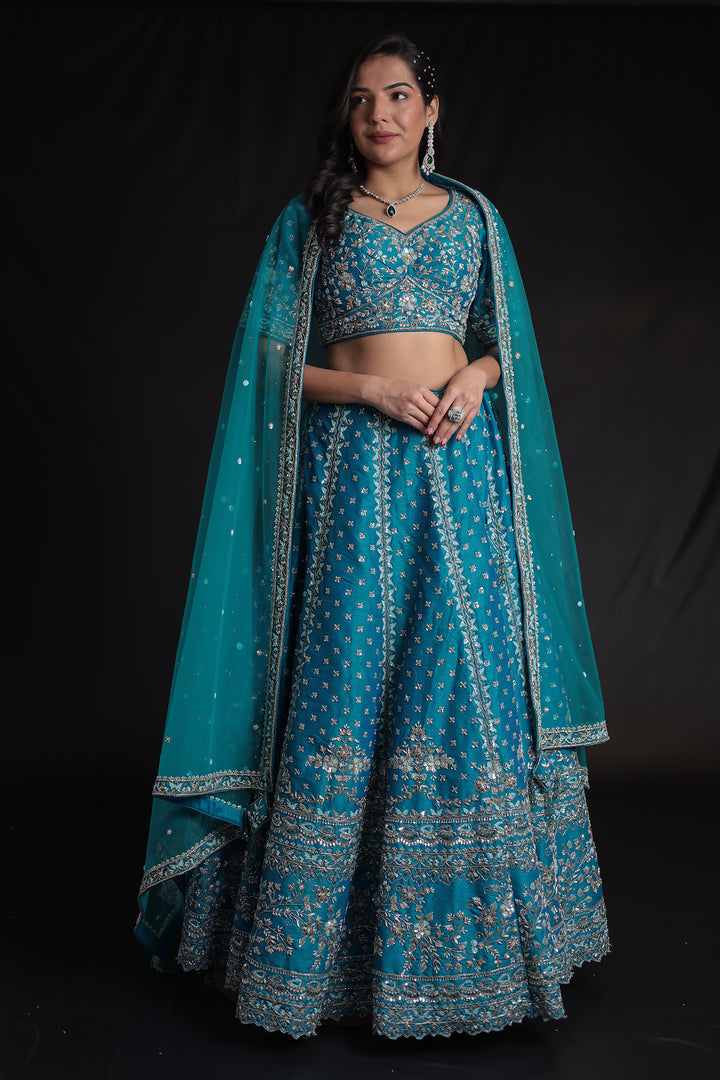 Silk Lehenga with Zardozi and Embroidered work