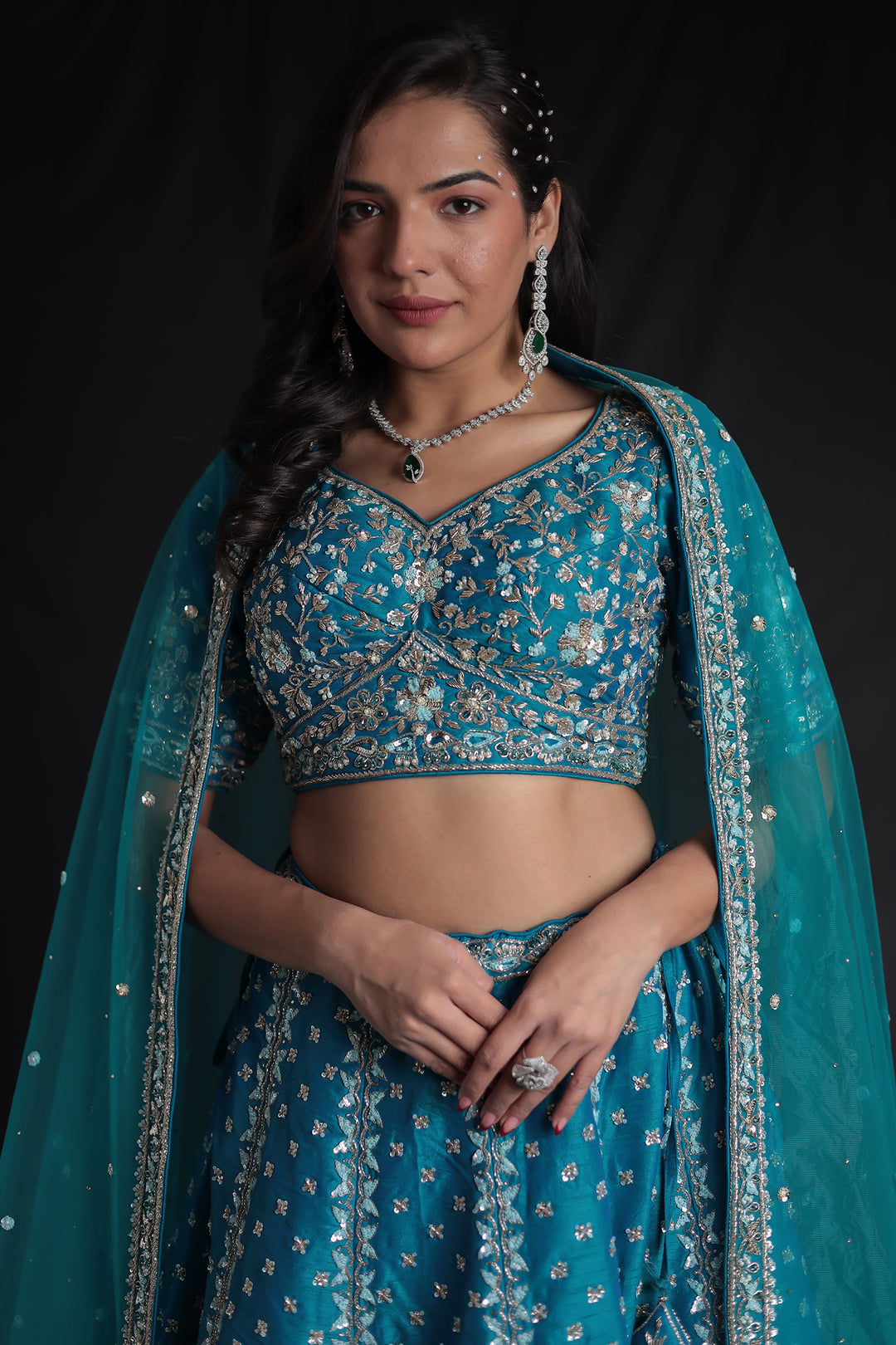 Silk Lehenga with Zardozi and Embroidered work