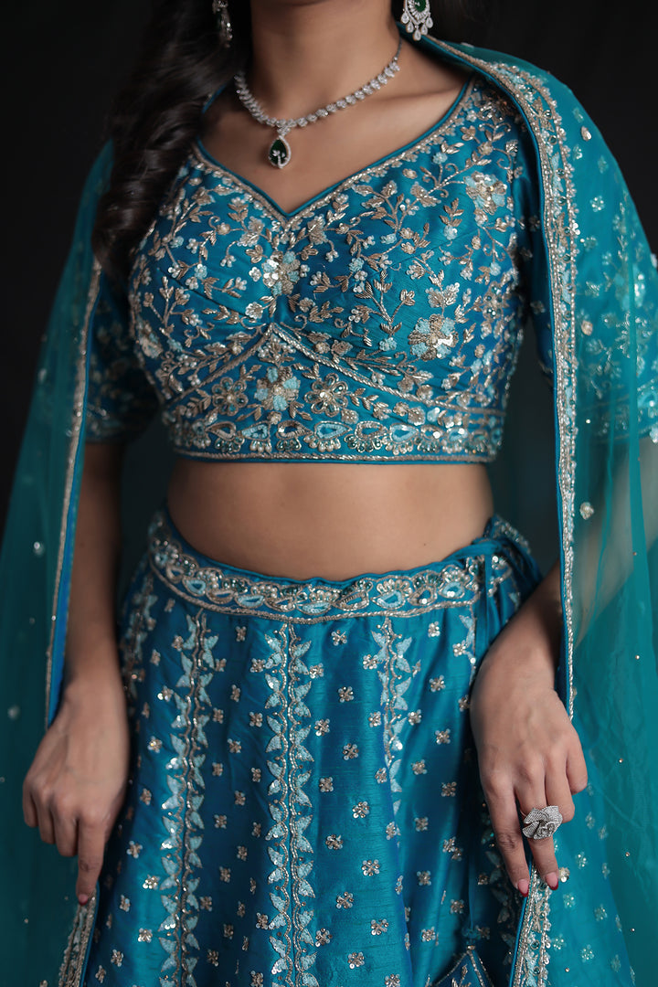 Silk Lehenga with Zardozi and Embroidered work