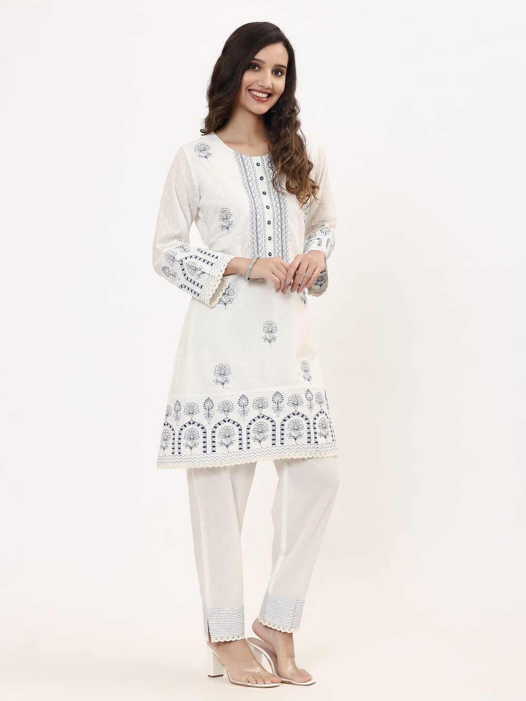 Cotton Kurta Set Stitched with Embroidered work