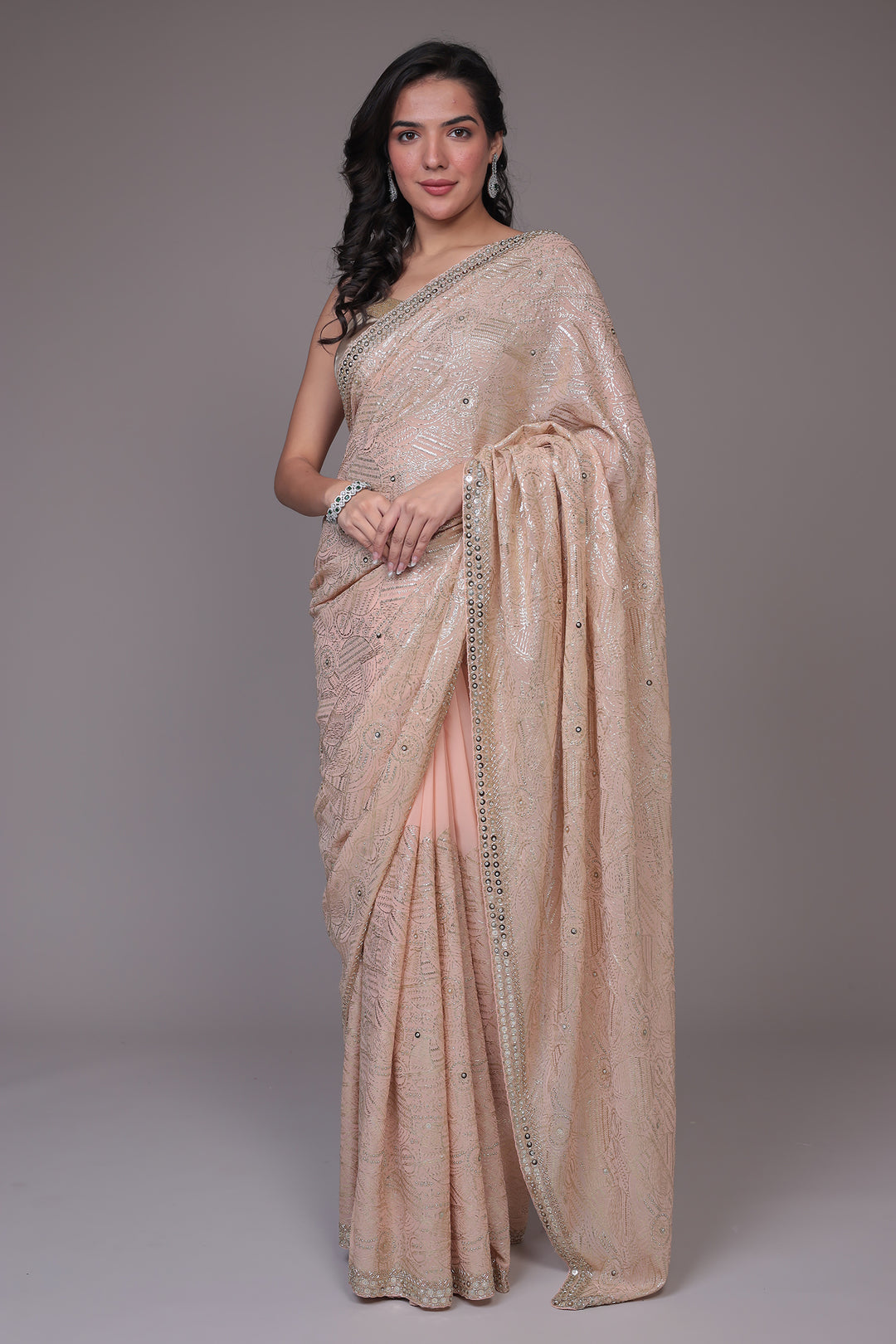 Georgette Saree with Sequins and Embellished work