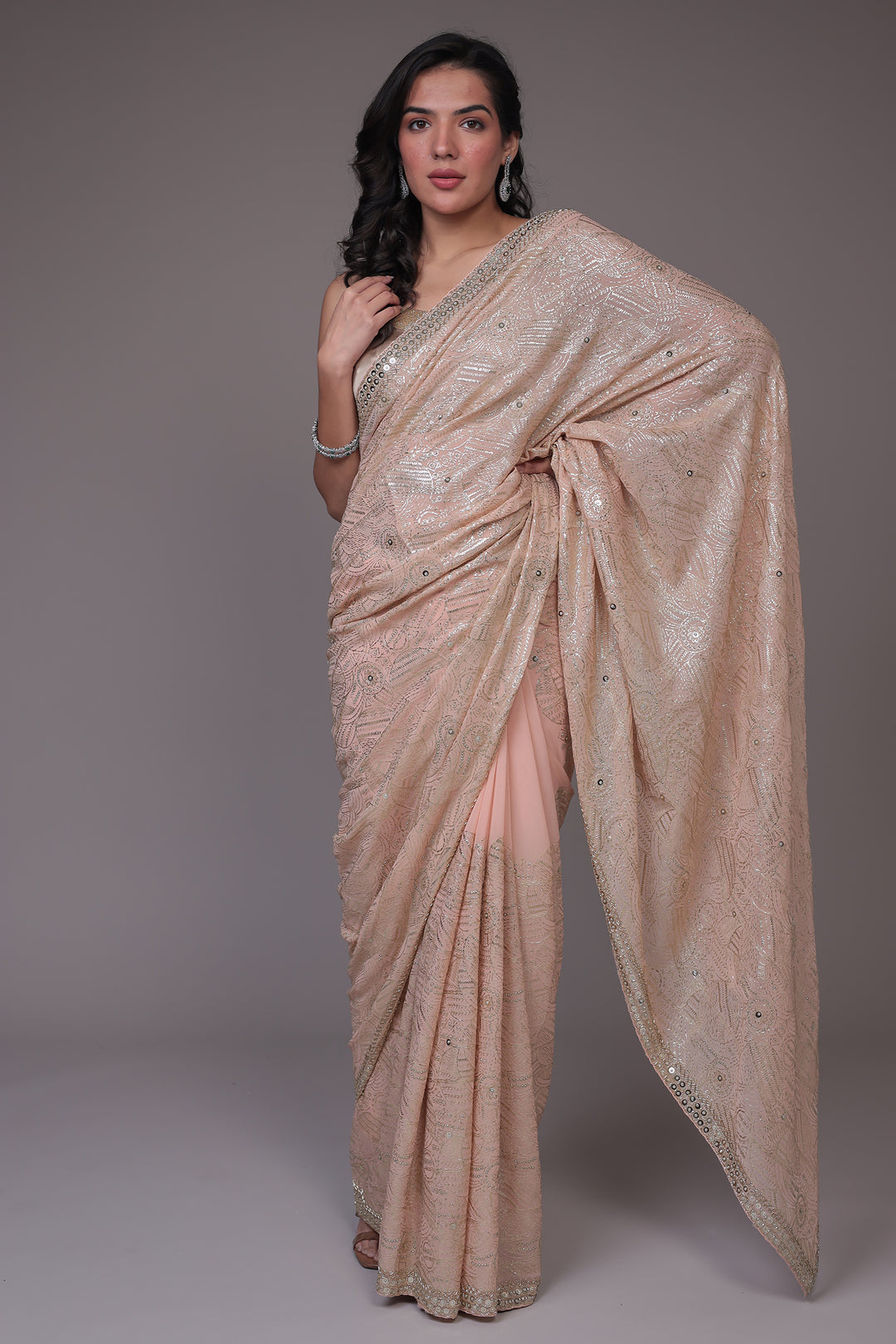 Georgette Saree with Sequins and Embellished work