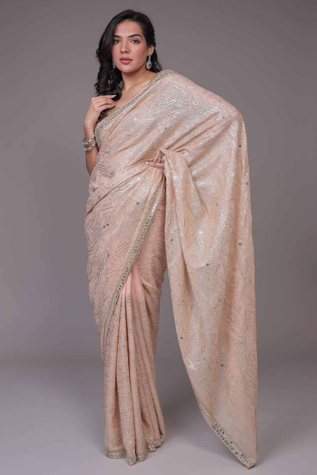 Georgette Saree with Sequins and Embellished work