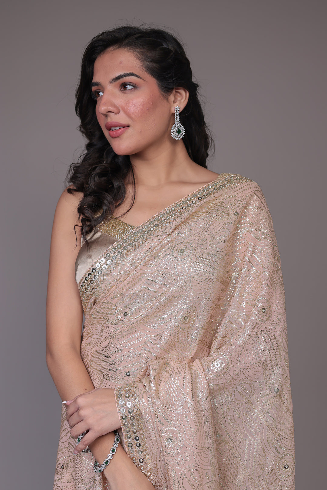 Georgette Saree with Sequins and Embellished work