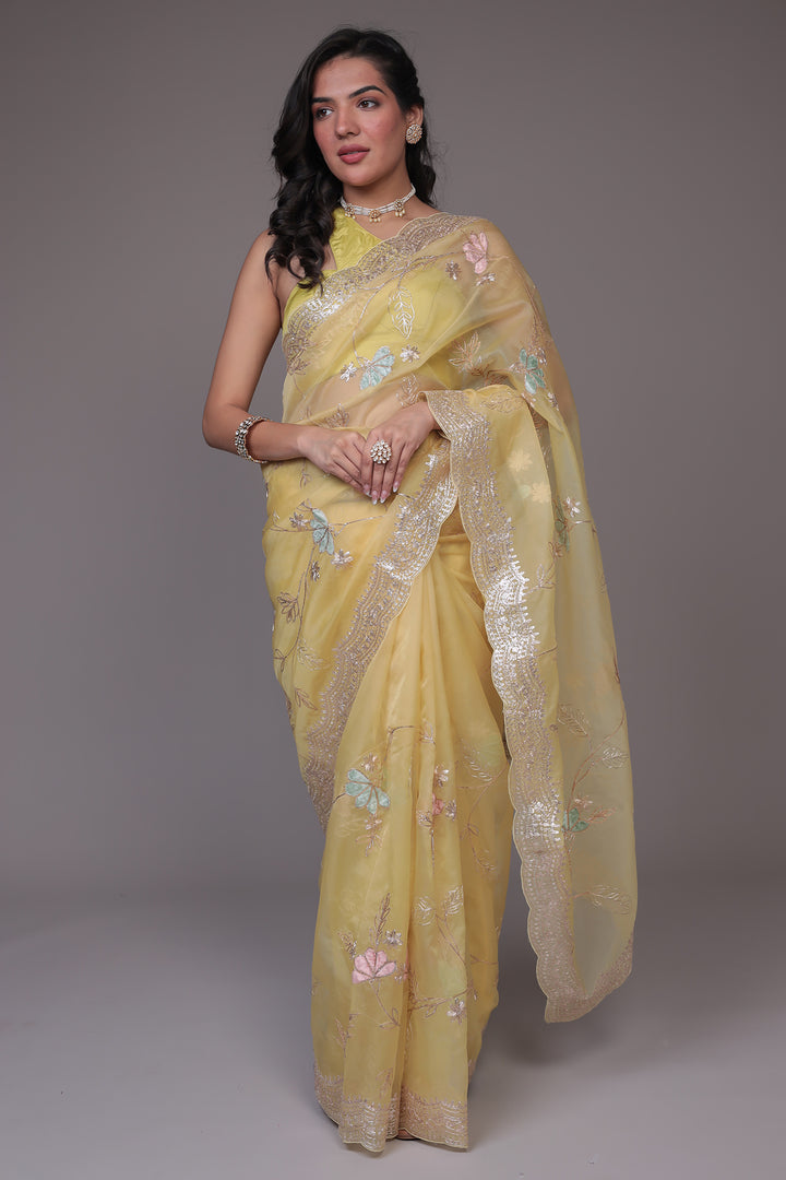 Organza Saree with Full Embroidered work