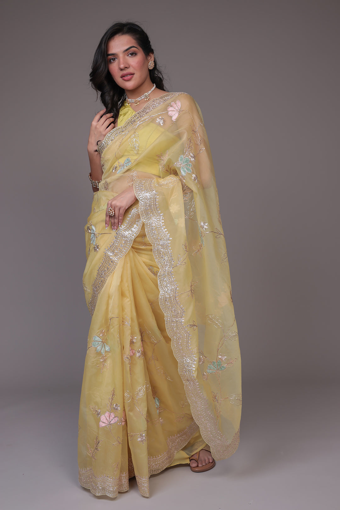 Organza Saree with Full Embroidered work