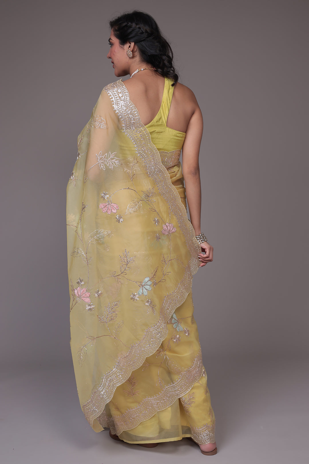 Organza Saree with Full Embroidered work