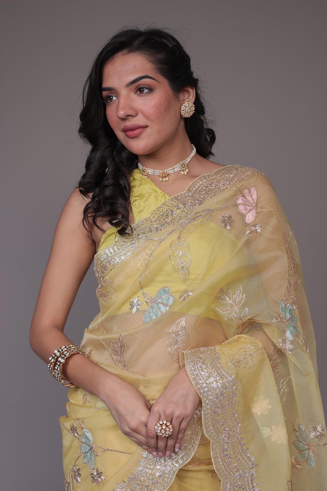 Organza Saree with Full Embroidered work