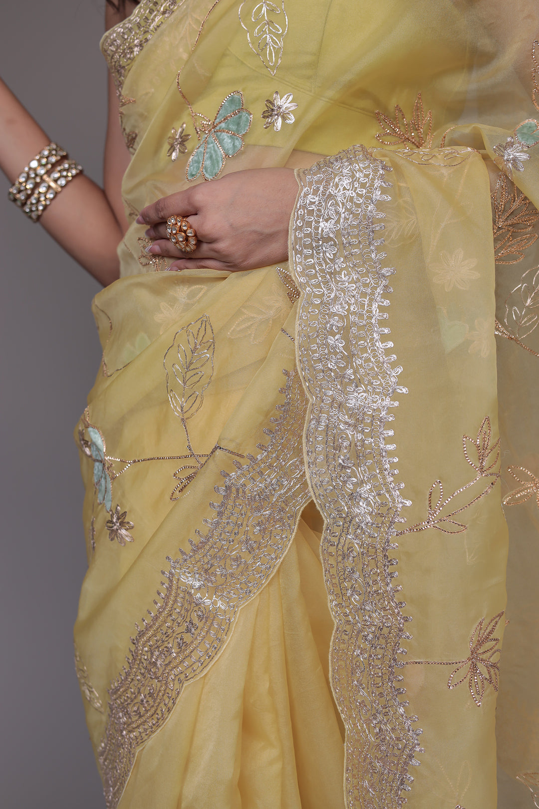 Organza Saree with Full Embroidered work