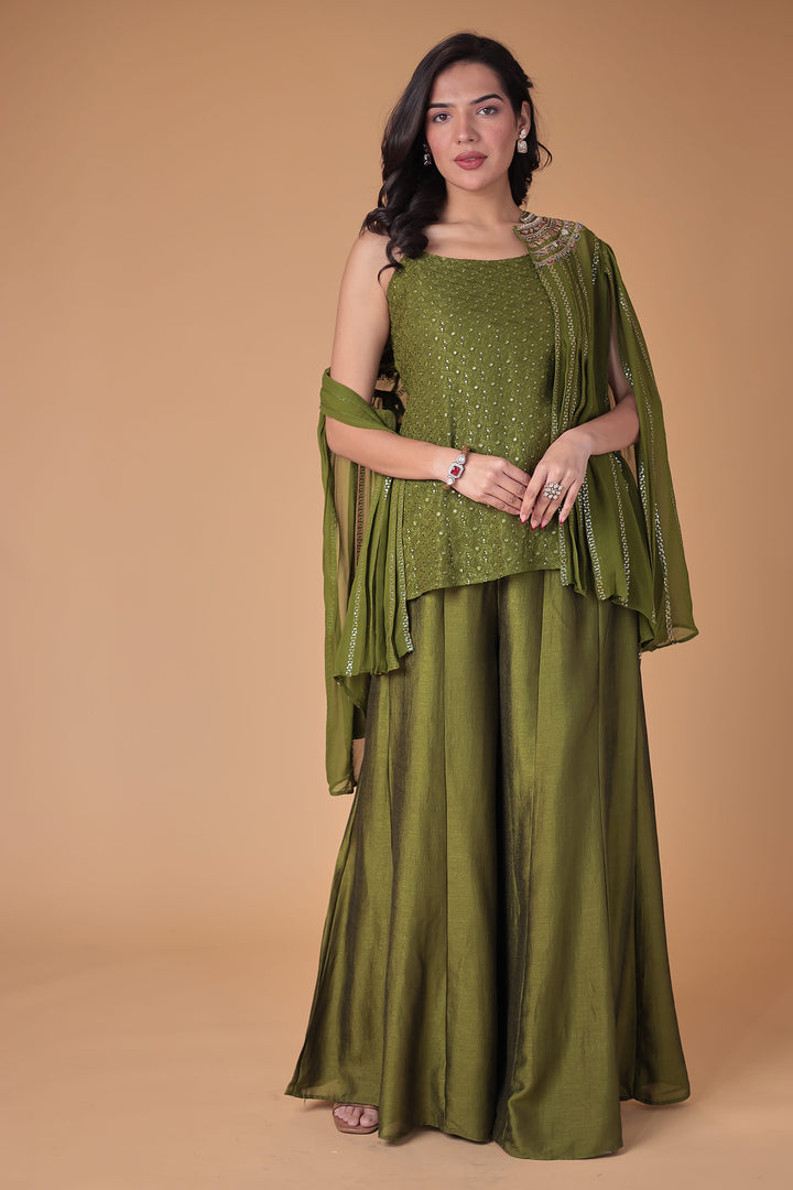 Georgette Indowestern Suit with Embroidered work