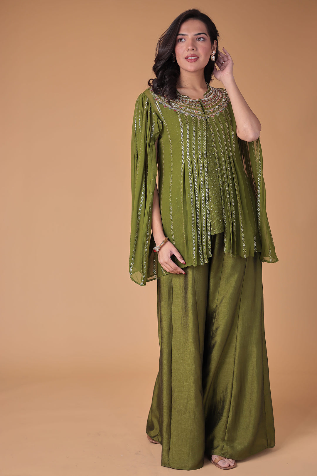 Georgette Indowestern Suit with Embroidered work