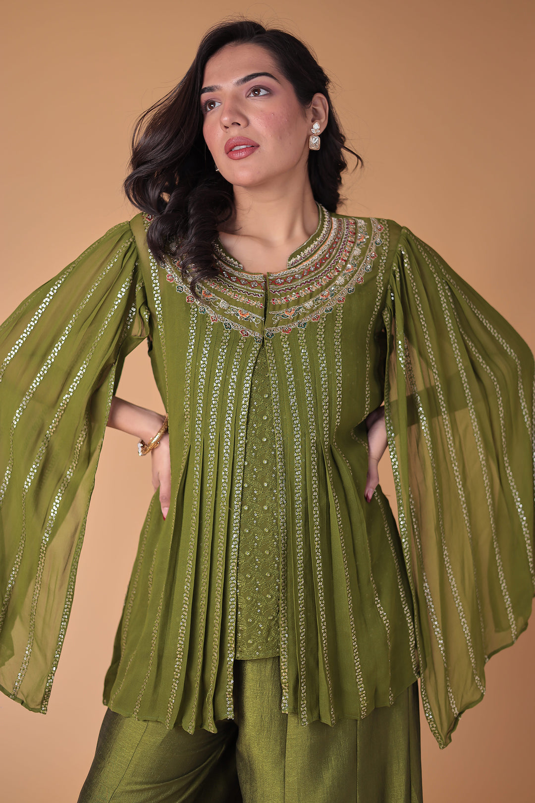 Georgette Indowestern Suit with Embroidered work