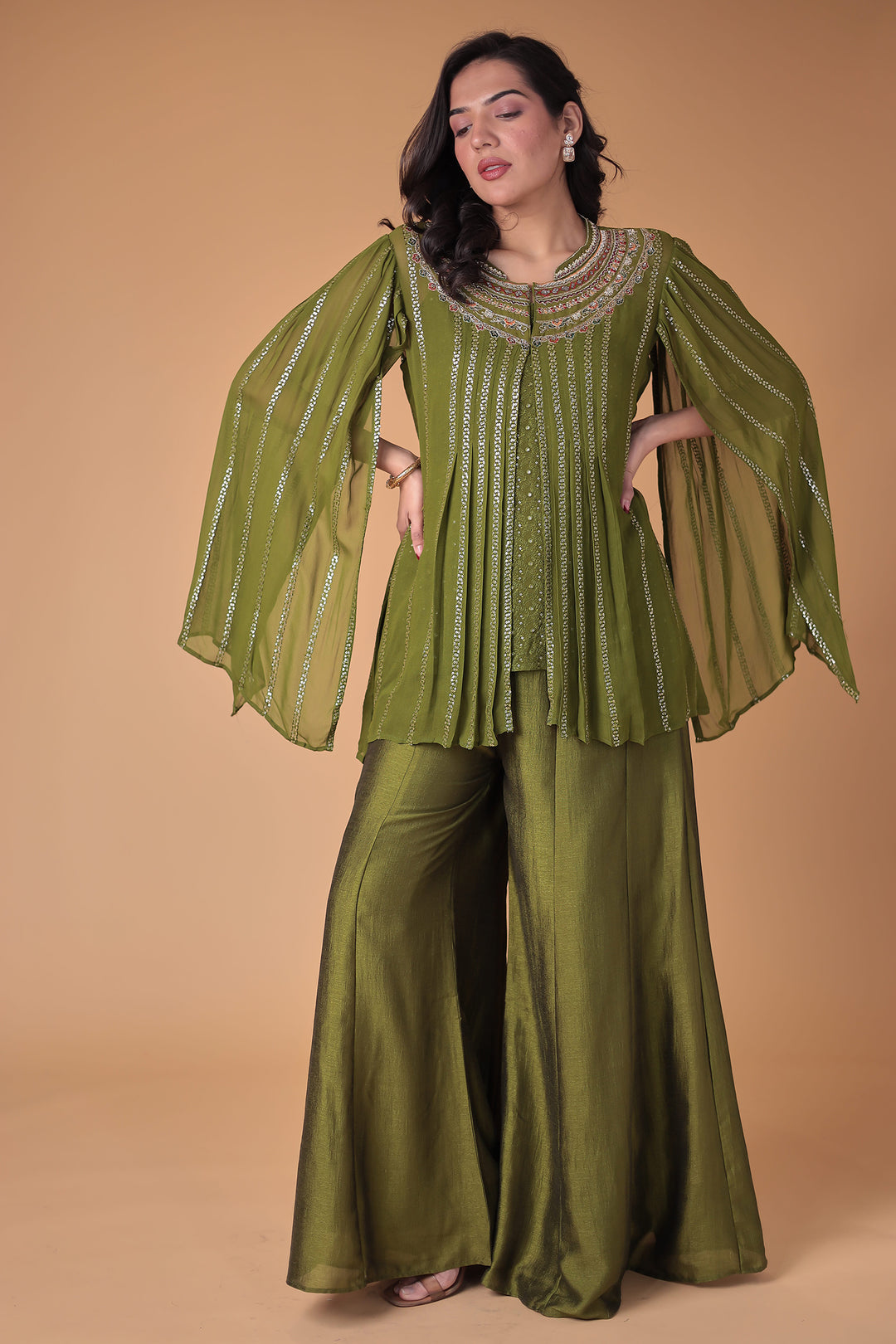 Georgette Indowestern Suit with Embroidered work