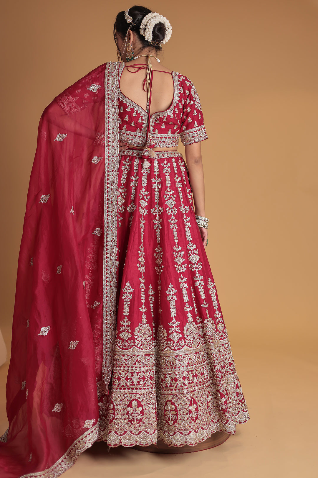 Silk Lehenga Embroidered with Thread and Zardozi work