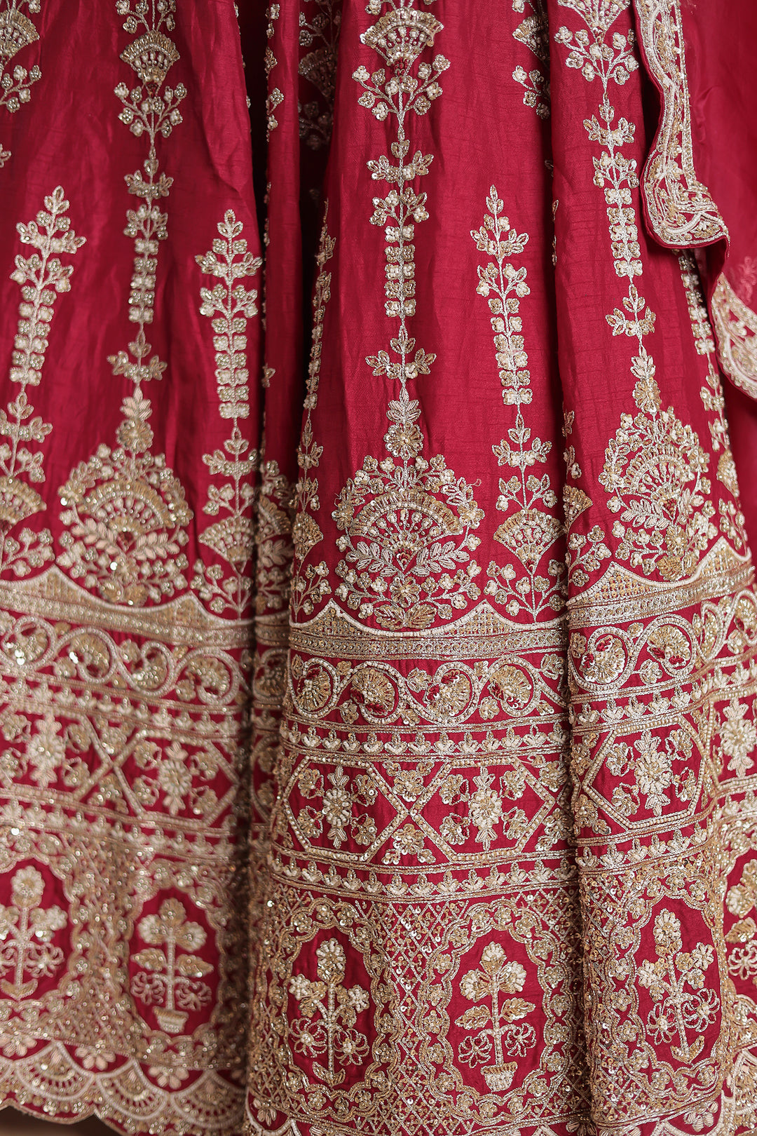 Silk Lehenga Embroidered with Thread and Zardozi work