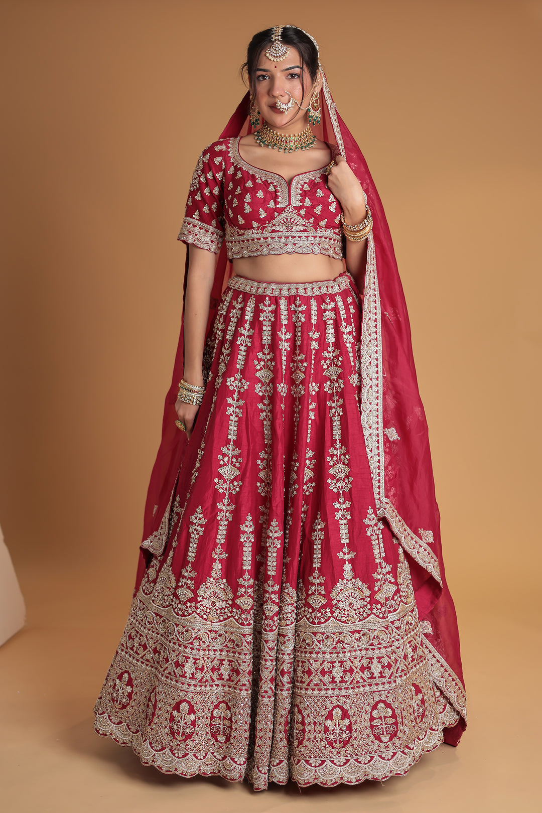 Silk Lehenga Embroidered with Thread and Zardozi work