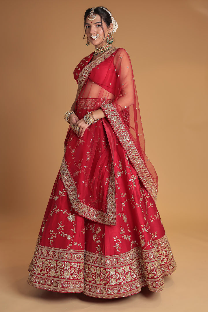 Silk Lehenga with Zardozi and Embroidered work