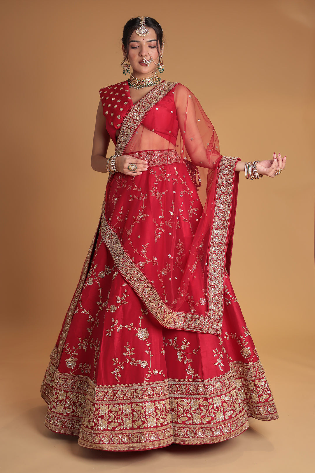 Silk Lehenga with Zardozi and Embroidered work