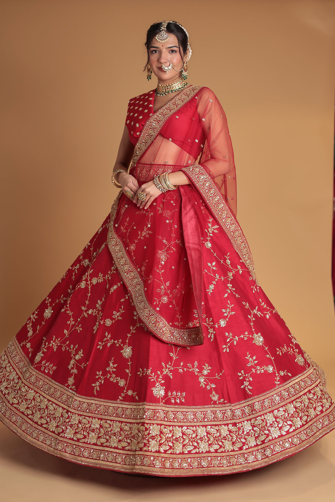 Silk Lehenga with Zardozi and Embroidered work