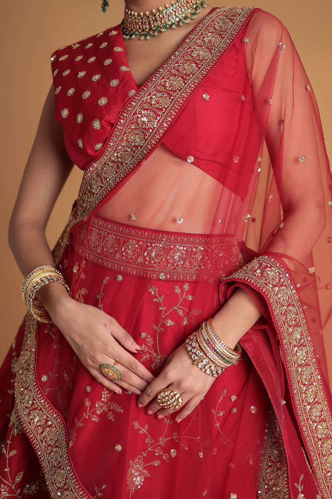 Silk Lehenga with Zardozi and Embroidered work