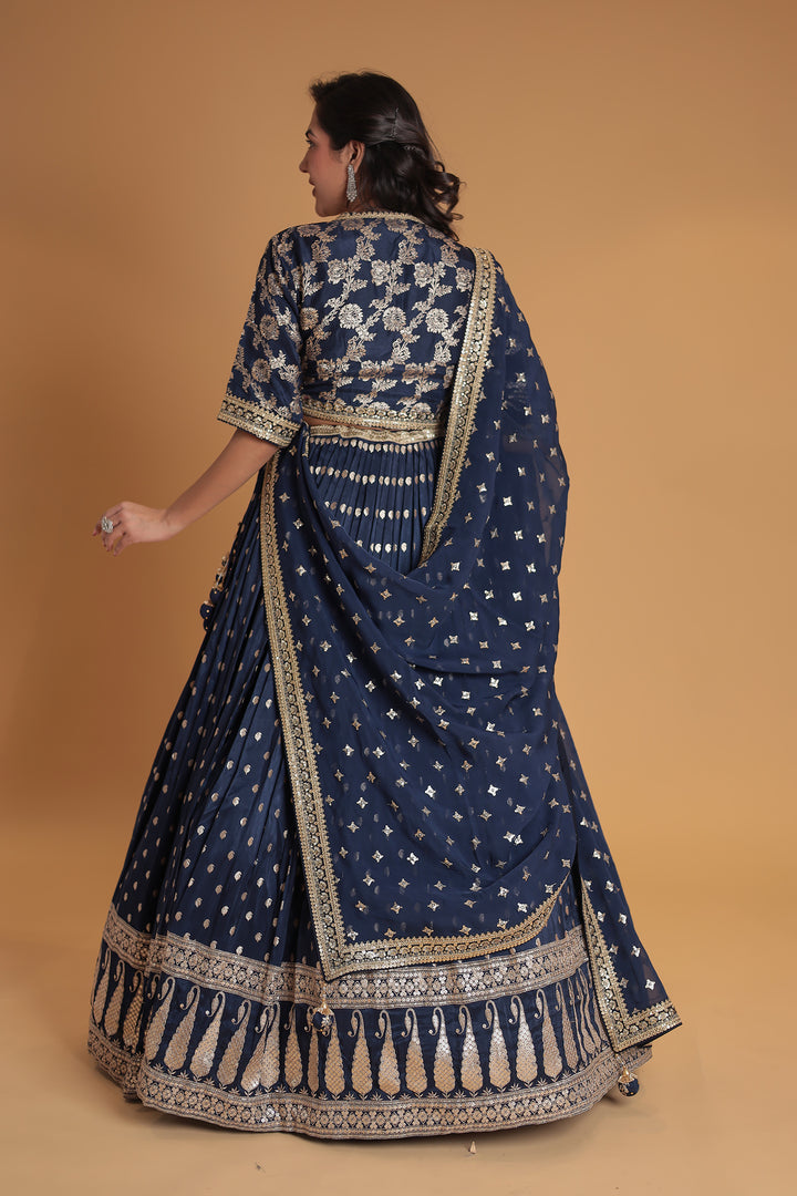 Banarasi Silk Lehenga Enhanced with Embroidered work