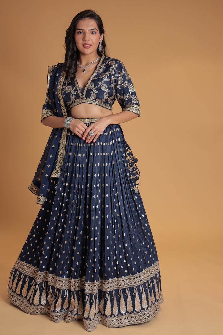 Banarasi Silk Lehenga Enhanced with Embroidered work