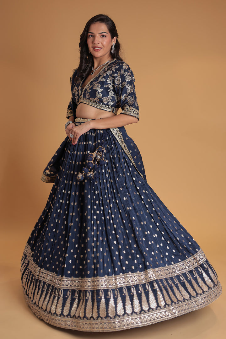 Banarasi Silk Lehenga Enhanced with Embroidered work