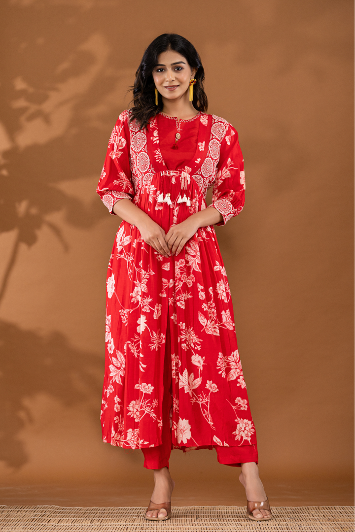 Silk Blend Kurta Set Stitched with Embroidered work