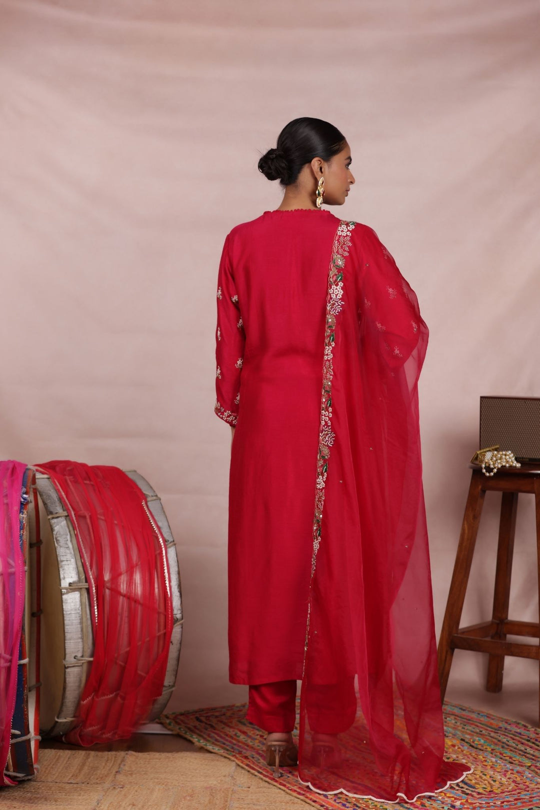 Silk Straight Suit with Embroidered work