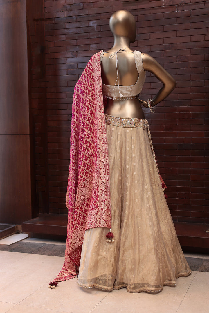 Buy Zari Jaipur's Tissue Lehenga for Women Embroidered with Mirror Work