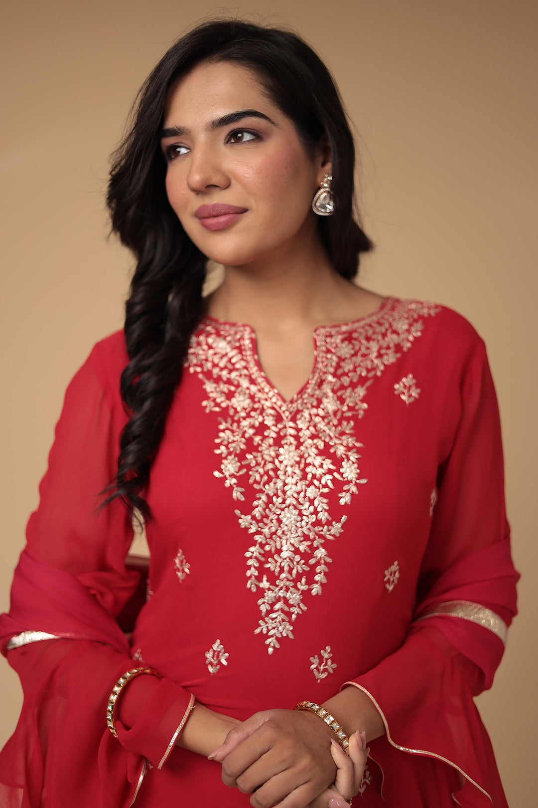 Georgette Sharara Suit with Pittan work