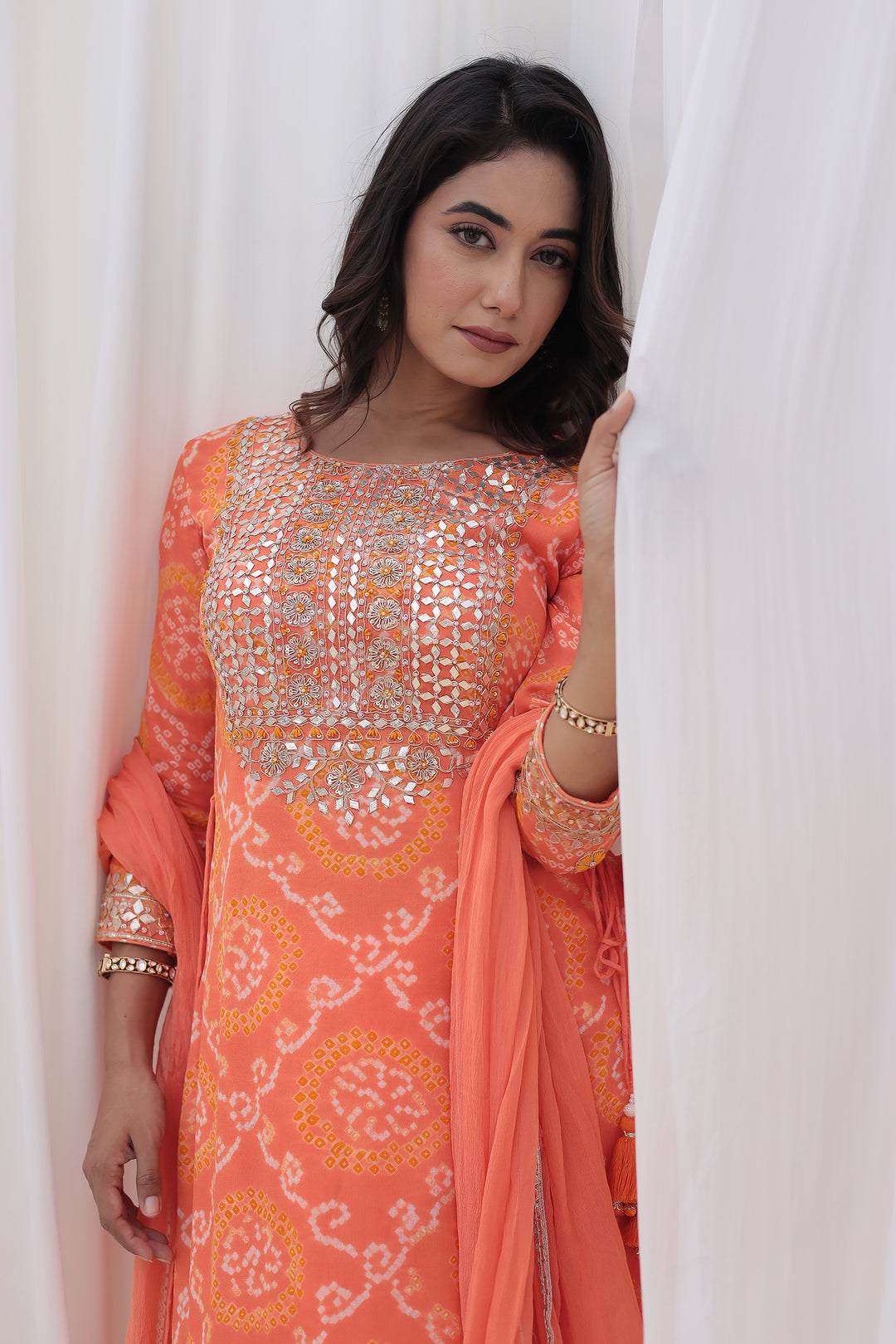 Bandhej Georgette Suit with Gota Patti and Embroidered work