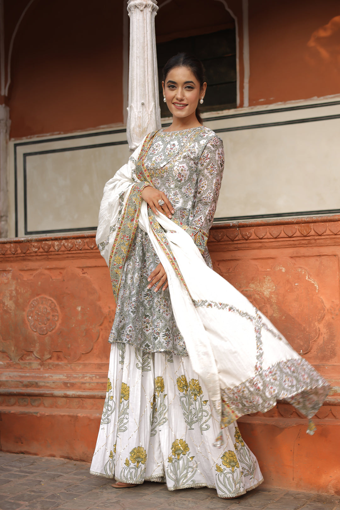 Printed Chanderi Suit with Gota Patti and Embroidered work