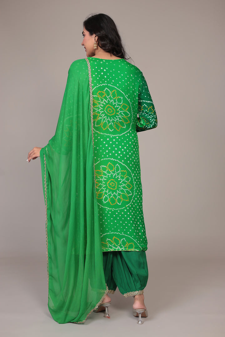 Bandhej Georgette Suit with Gota Patti Thread work