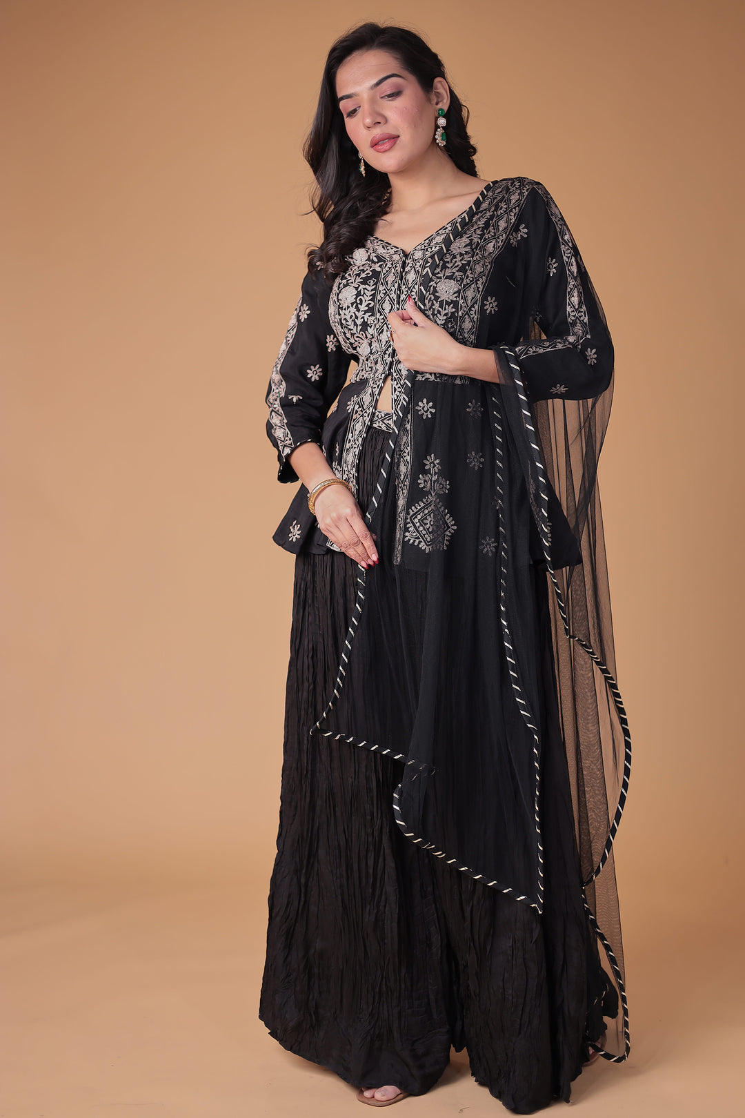 Peplum Silk Suit with Pittan work