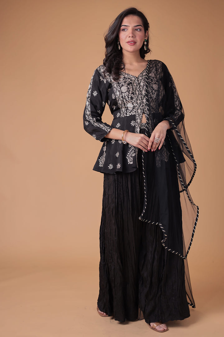 Peplum Silk Suit with Pittan work