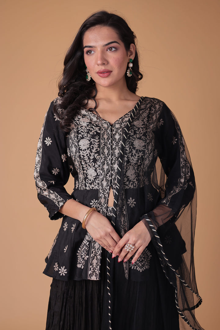 Peplum Silk Suit with Pittan work