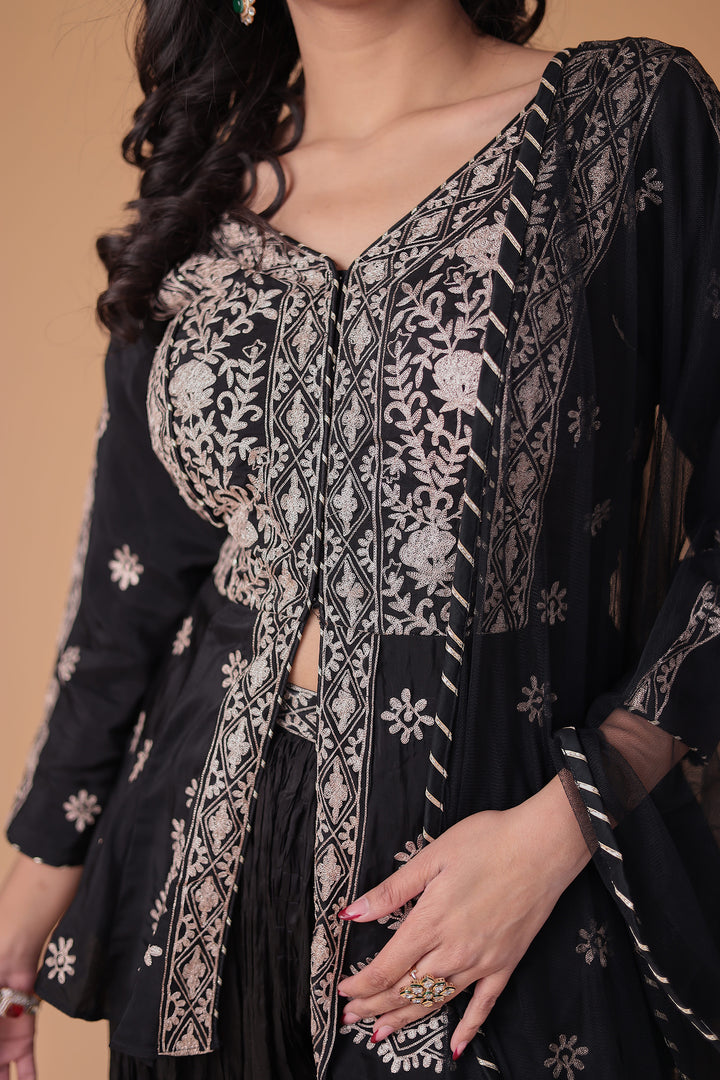 Peplum Silk Suit with Pittan work